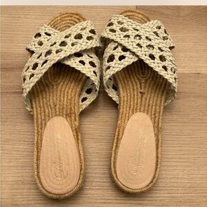 Anthropologie Stylish Cream Woven Sandals